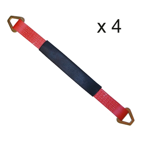 Tie 4 Safe 2" x 18" Axle Straps w/ Sleeve & D Rings, WLL, 3,333 lbs., PK4 RT41A-18M18-R-C-4